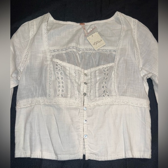 Free People Joi Eyelet crop top Blouse - Picture 8 of 14